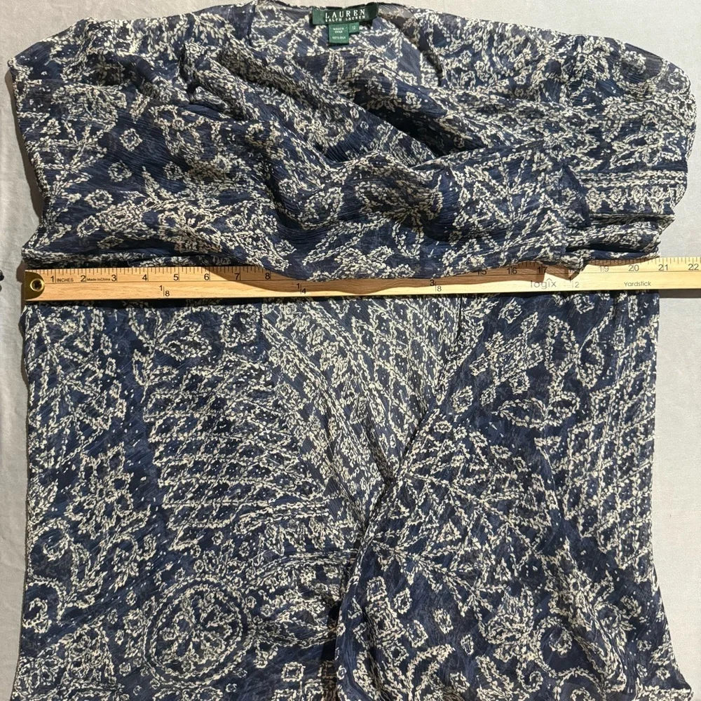 Ralph Lauren Large 12 Blue Silk Paisley 2 Piece Skirt Wedding Vacation Luxury - Picture 7 of 16